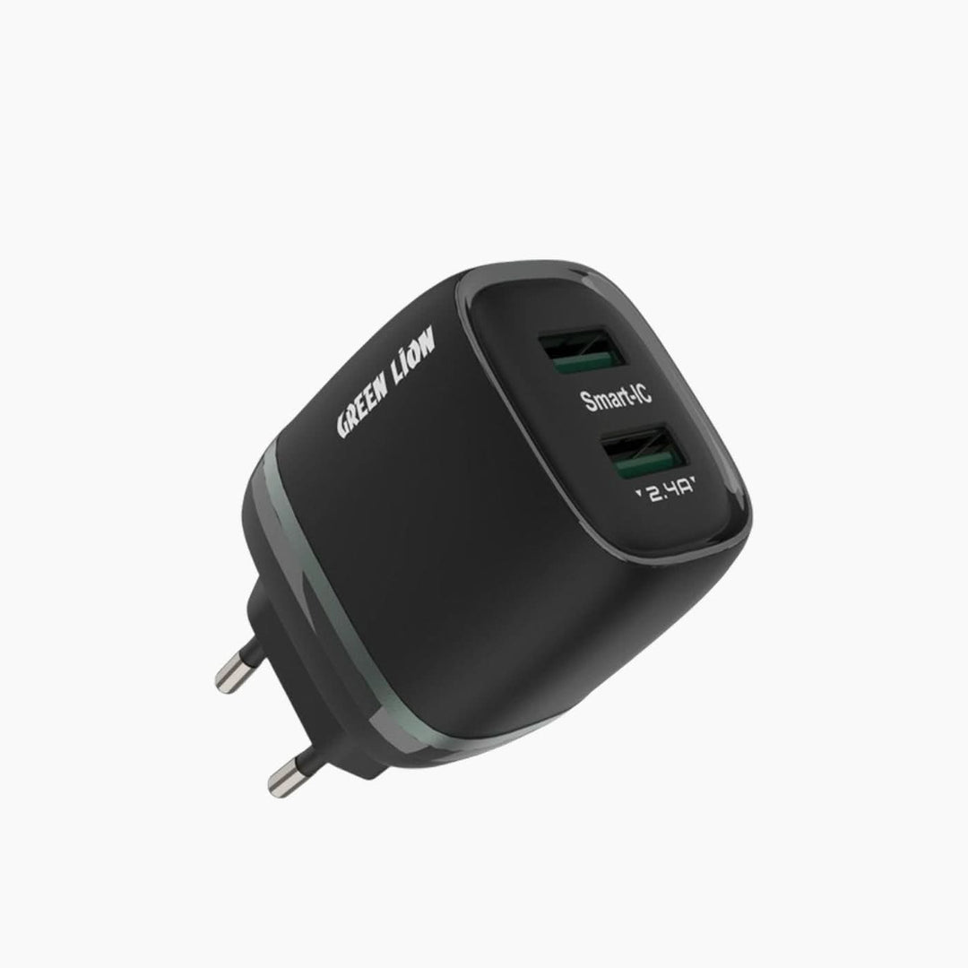 Green Lion Dual USB 12W Wall Charger with USB-A to Lightning cable