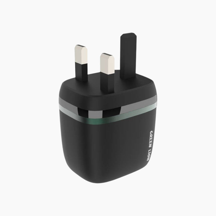 Green Lion 12W dual USB-A wall charger with EU plug, black