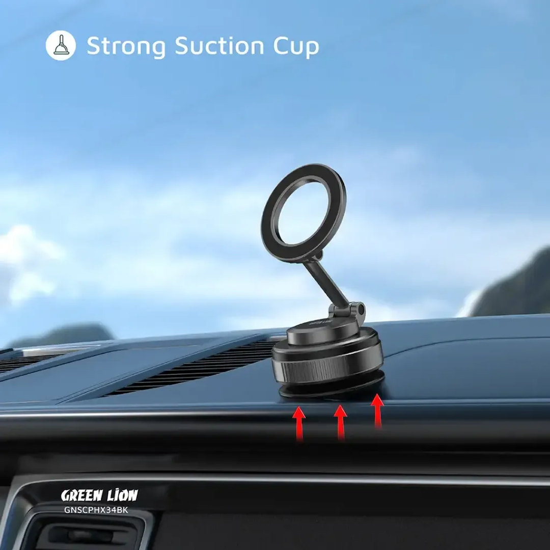 Green Lion GX-34 suction phone holder with MagSafe-compatible grip