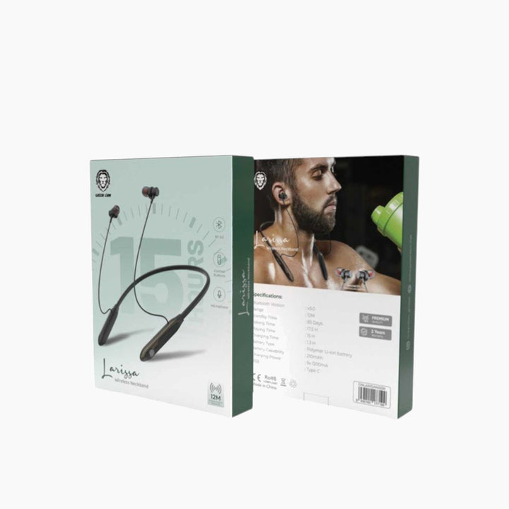 Green Lion Larissa wireless neckband headphones with integrated microphone