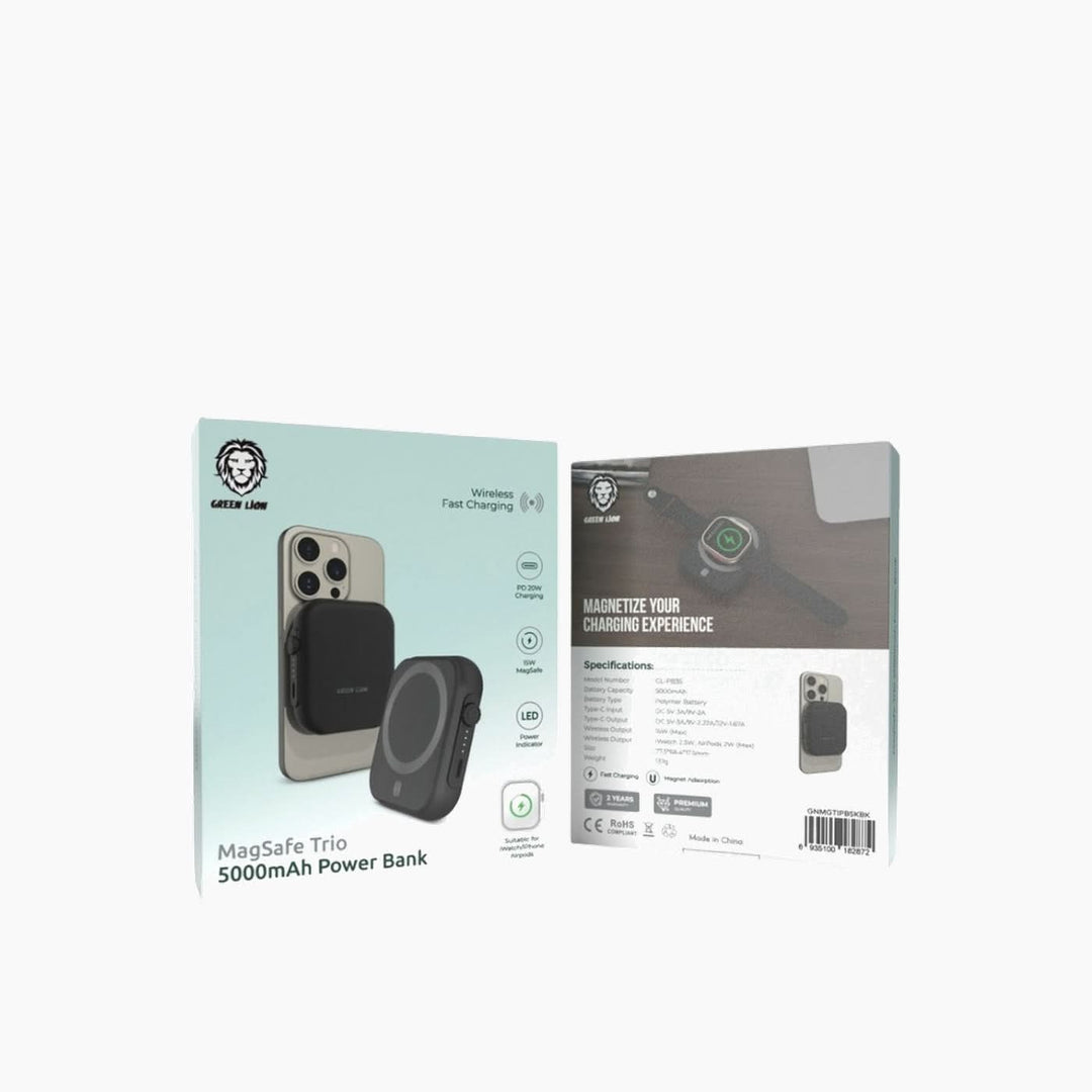 Green Lion MagSafe Trio 5000mAh power bank with PD 20W fast charging