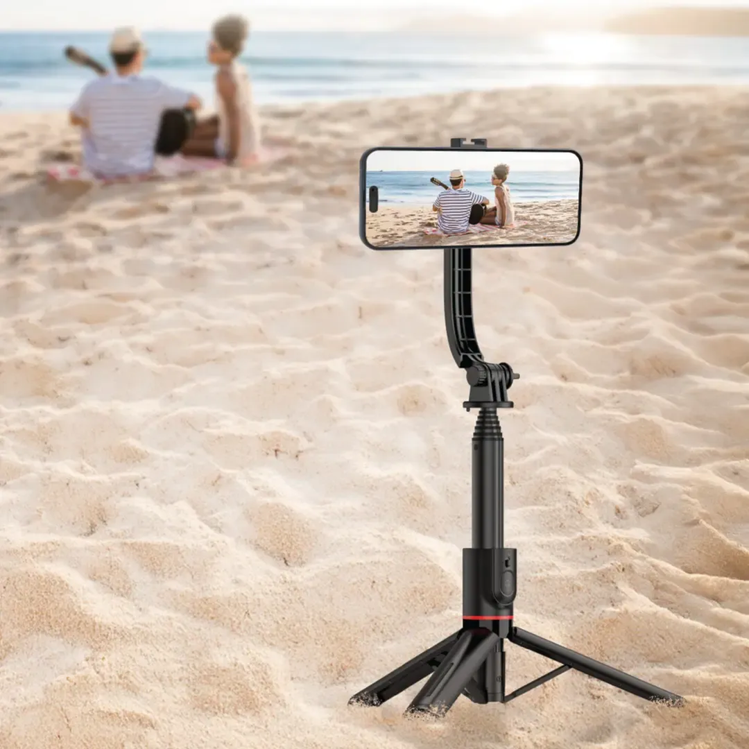 Extendable selfie stick tripod with tripod base and 360° rotation