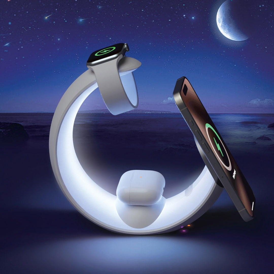 Green Lion Moon Charge 4 in 1 wireless charger with RGB lighting