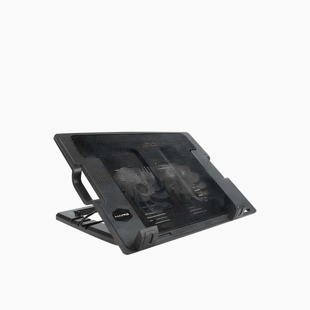 Haing notebook stand and cooling pad made of ABS plastic and metal mesh