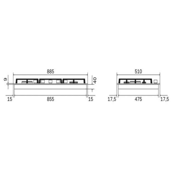 ILVE 90cm Gas Hob 5 Burners