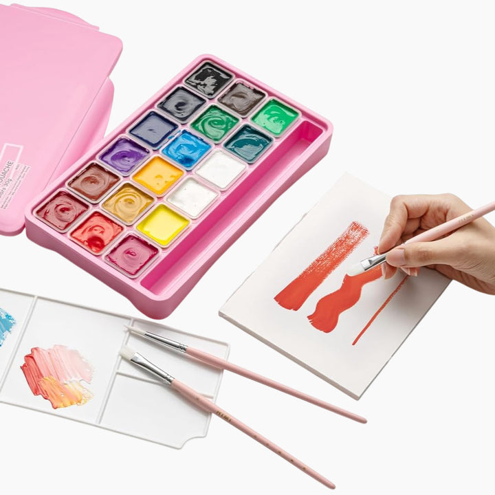 Himi 5-Pc Brush Set - 3 Filbert 1 Flat + 1 Round Brush (Pink Edition)