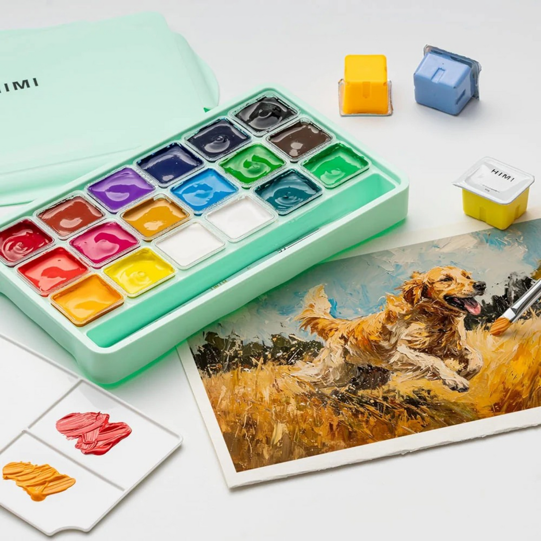 Himi Jelly Cup Gouache Paint Set - 30g x18 Colors (Green Case)