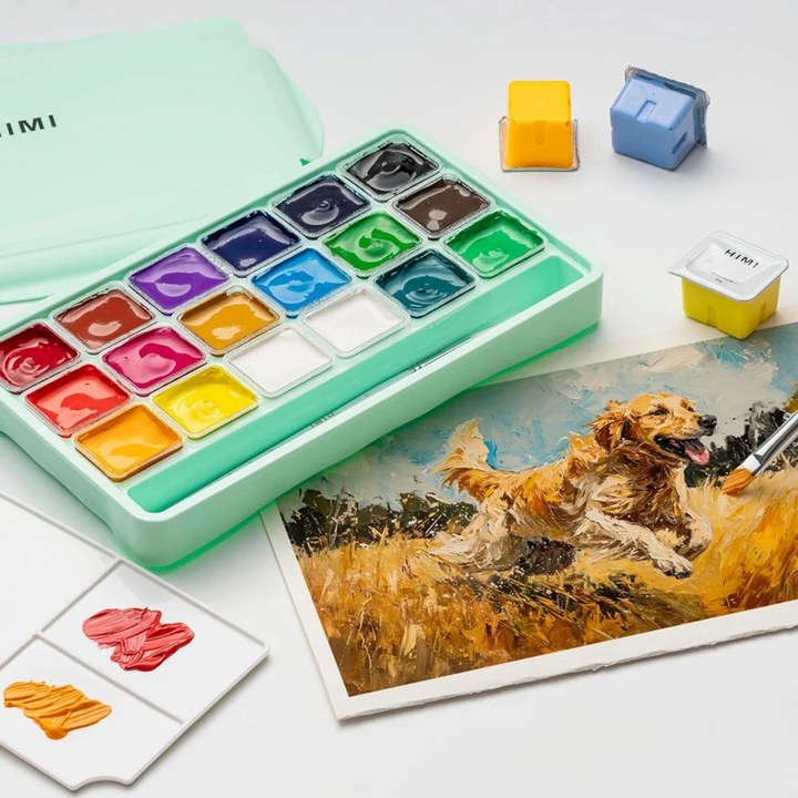 Himi Jelly Cup Gouache Paint Set - 30g x18 Colors (Green Case)