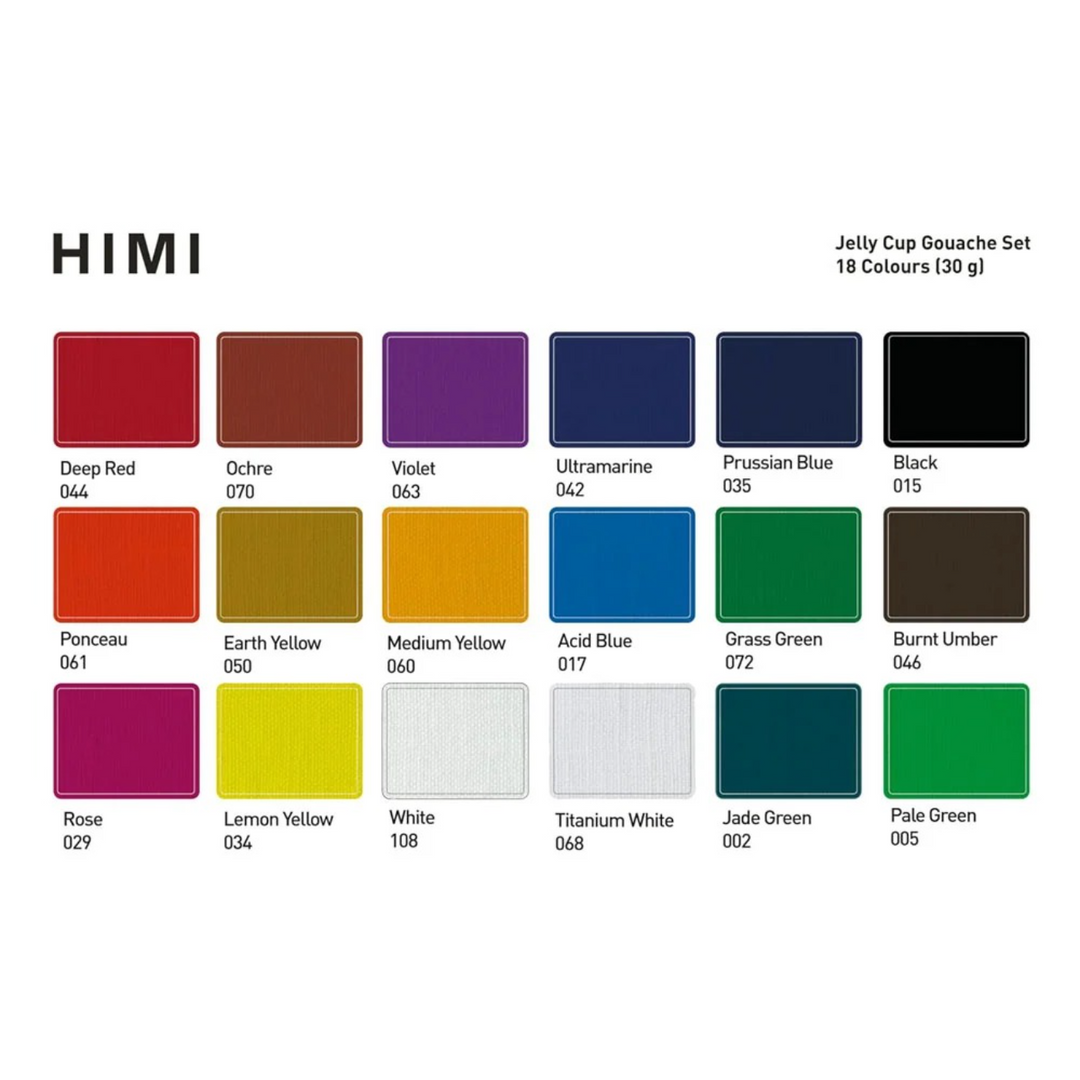Himi Jelly Cup Gouache Paint Set - 30g x18 Colors (Green Case)