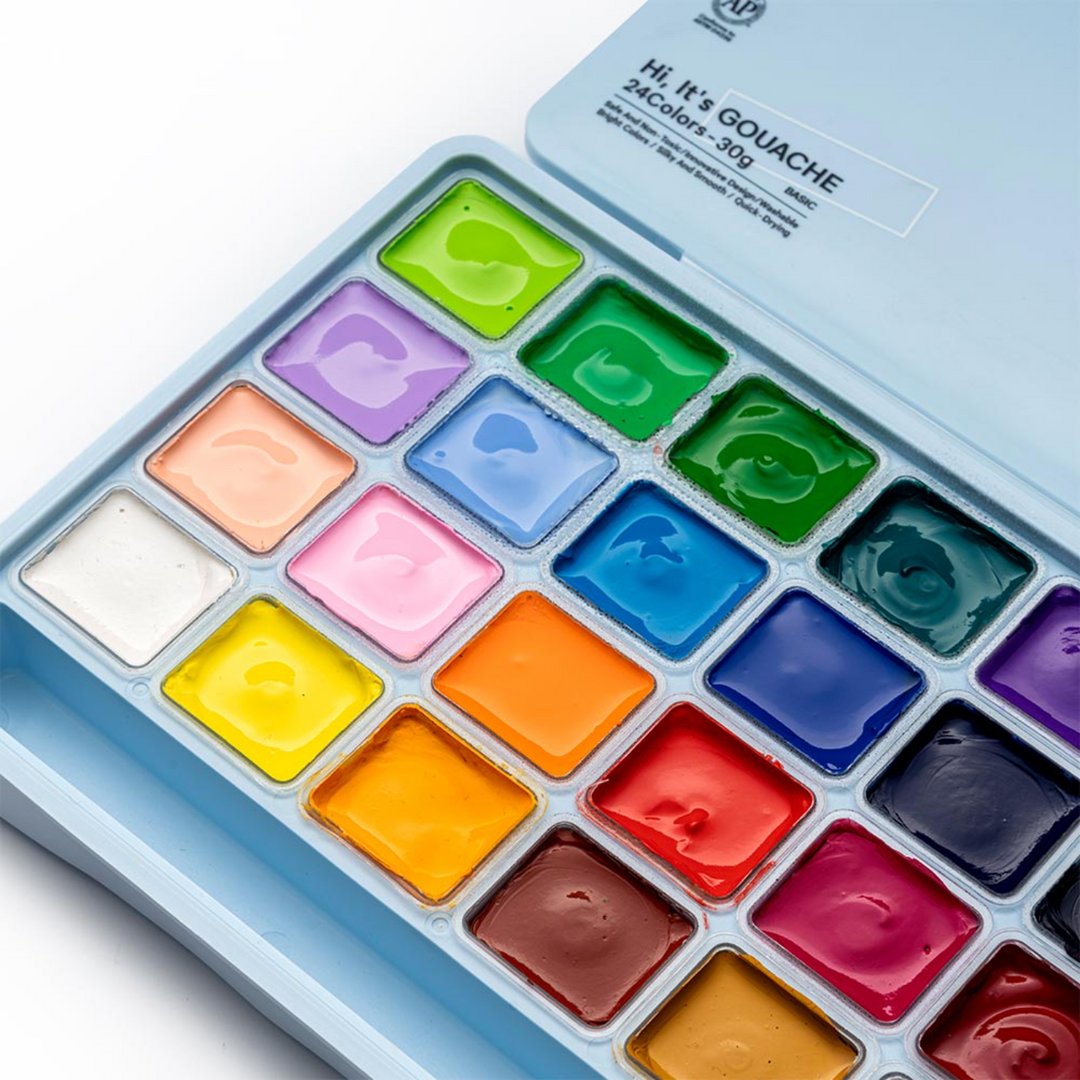 Himi Jelly Cup Gouache Paint Set - 30g x24 Colors (Ice Blue Case)