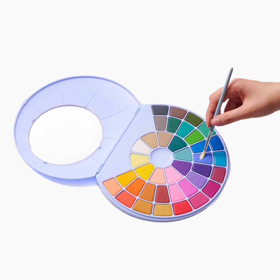 Himi Solid Watercolor Paint Set - 38 Colors in Pans (Blue Case)
