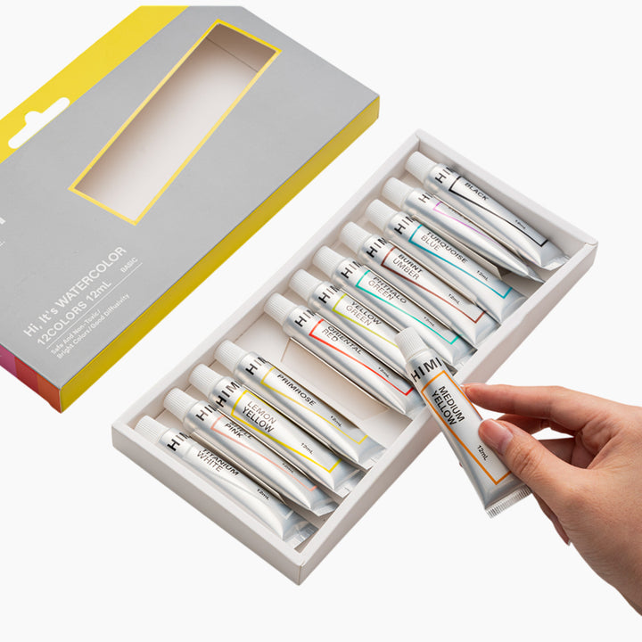 Himi Tube Watercolor Paint Set - 12ml x12 Colors