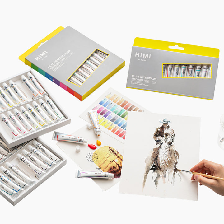 Himi Tube Watercolor Paint Set - 12ml x18 Colors
