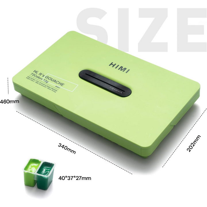 Himi Twin Cup Gouache Paint Set - 12g x72 Colors (Apple Green Case)