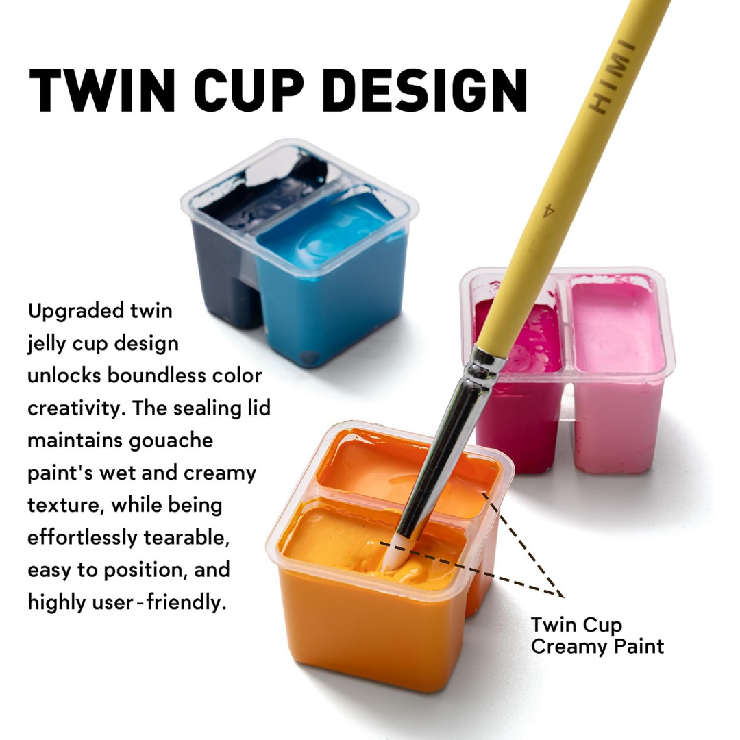 Himi Twin Cup Gouache Paint Set - 12g x72 Colors (Apple Green Case)