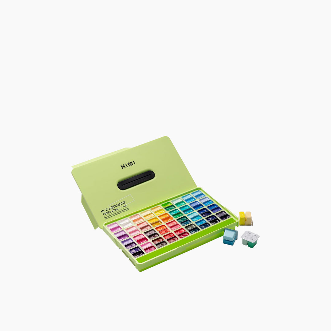 Himi Twin Cup Gouache Paint Set - 12g x72 Colors (Apple Green Case)