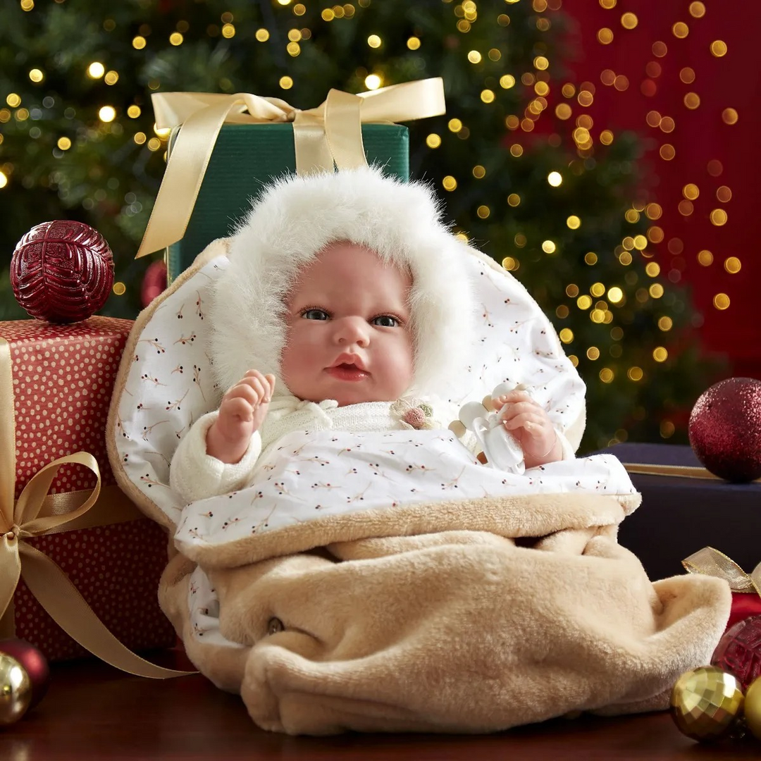 Huggable Memories Alessandra Fur White Bonnet Baby Doll