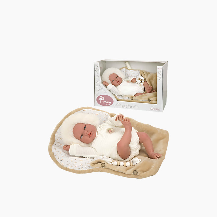 Huggable Memories Alessandra Fur White Bonnet Baby Doll