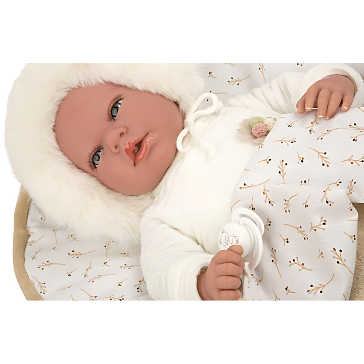 Huggable Memories Alessandra Fur White Bonnet Baby Doll