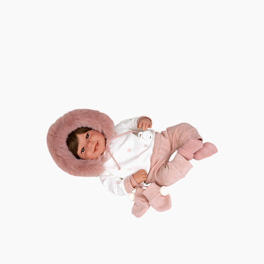 Huggable Memories Tori Rosa Fur Bonnet Baby Doll