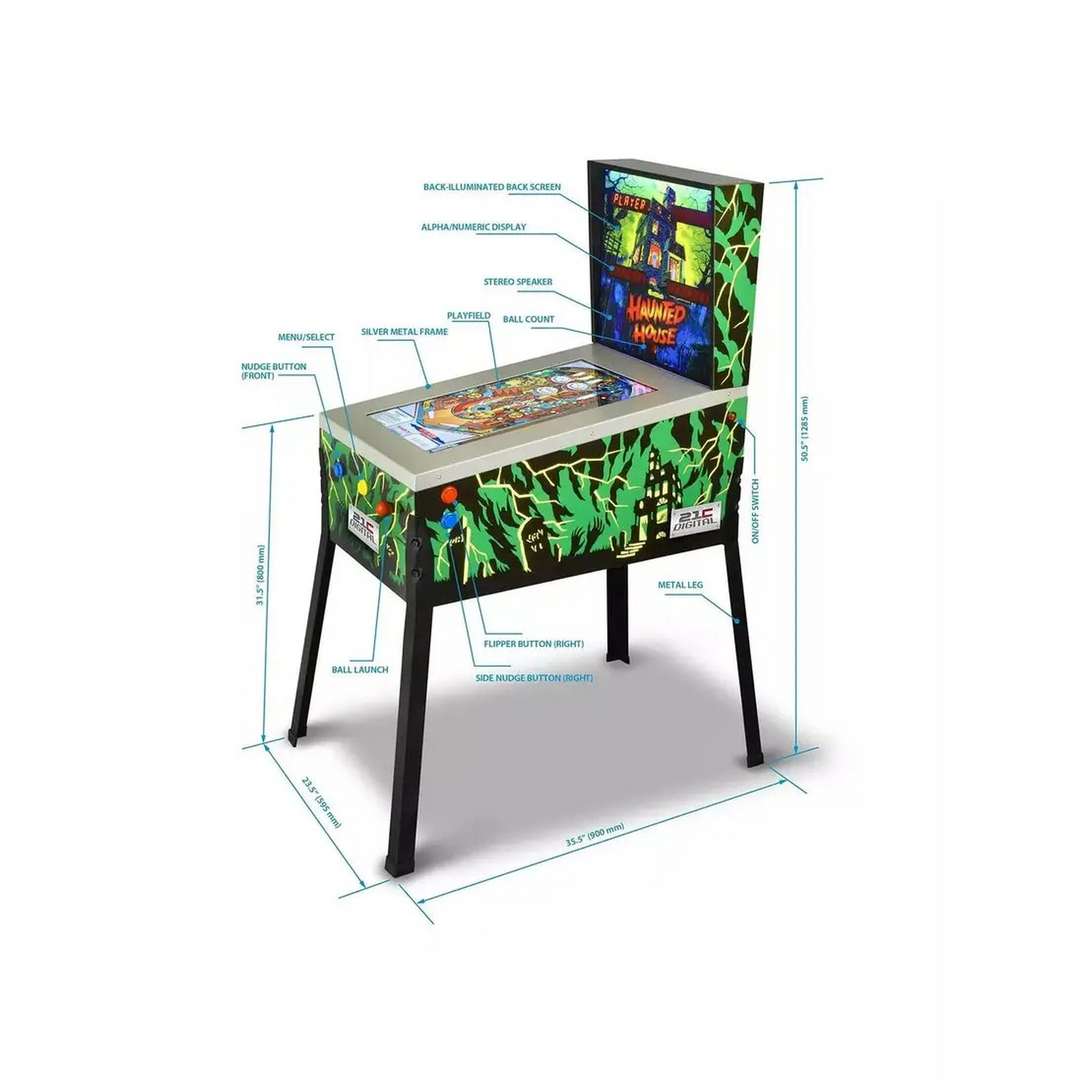3D Digital Pinball Machine Haunted House Green