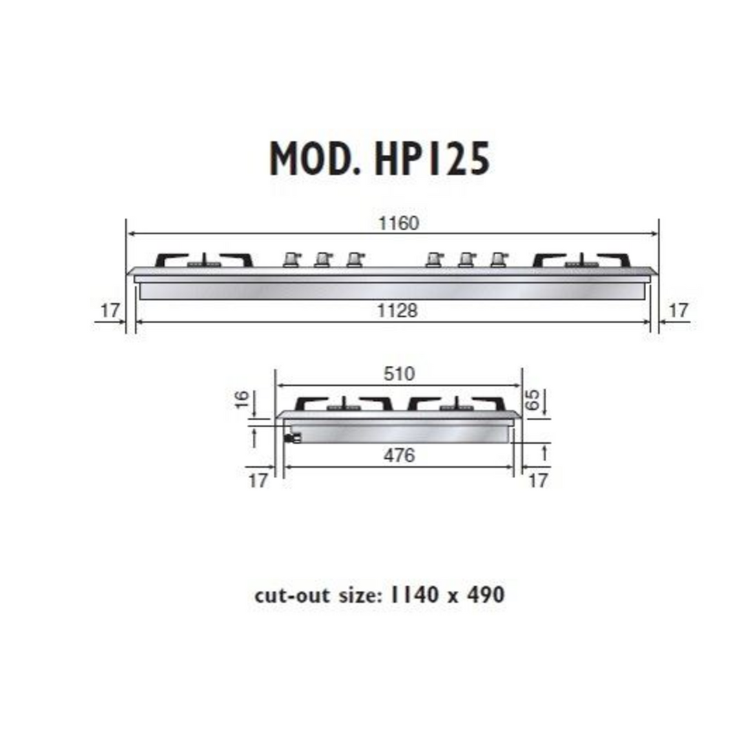 ILVE 120cm Gas Hob 5 Burners