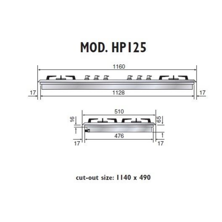 ILVE 120cm Gas Hob 5 Burners