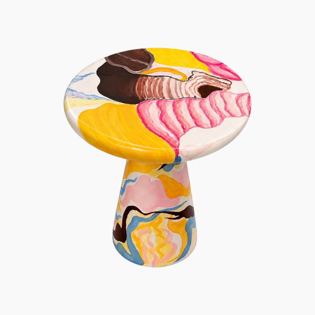 Handmade Colorful Side Table - Pink &amp; Yellow