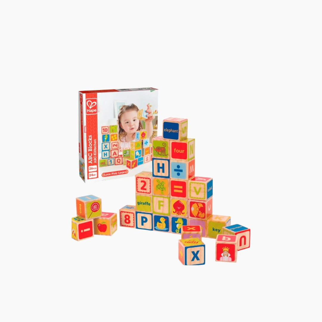 مجموعة مكعبات الأبجدية والأرقام الخشبية من ABC