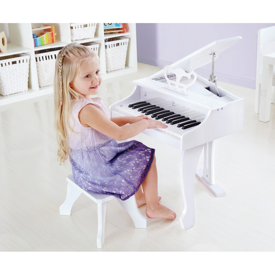 HapeDeluxeWhiteGrandPiano_ElegantWoodenToyPianoforChildren_sEarlyMusicalExploration6943478019485_6_framed - HUNA