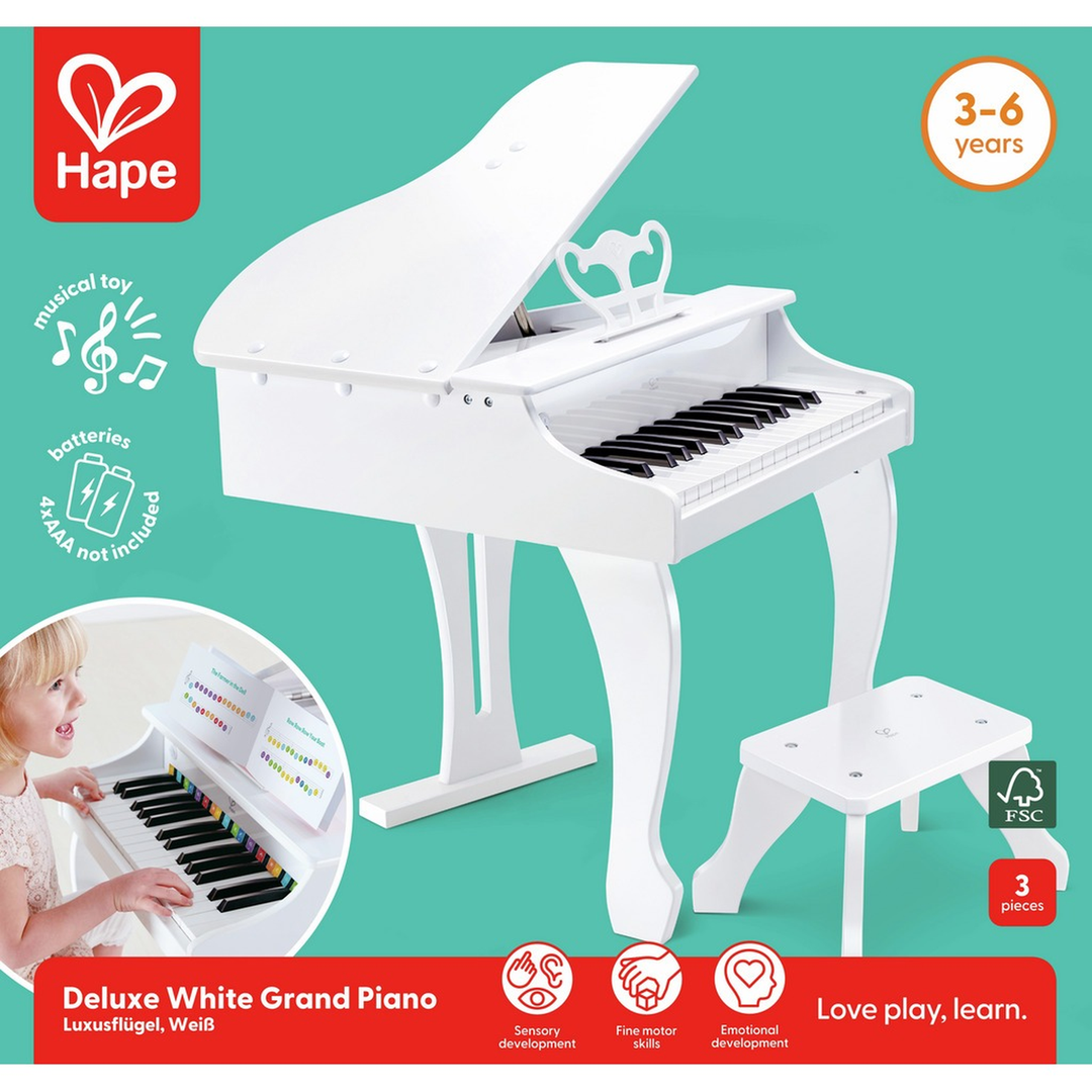 HapeDeluxeWhiteGrandPiano_ElegantWoodenToyPianoforChildren_sEarlyMusicalExploration6943478019485_8_framed - HUNA