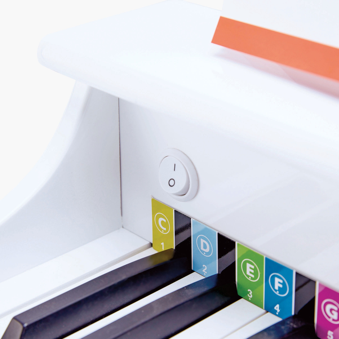 HapeDeluxeWhiteGrandPiano_ElegantWoodenToyPianoforChildren_sEarlyMusicalExploration6943478019485_framed - HUNA
