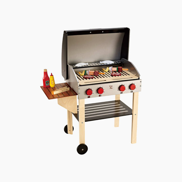 Gourmet Wooden Bbq Grill With Food Playset