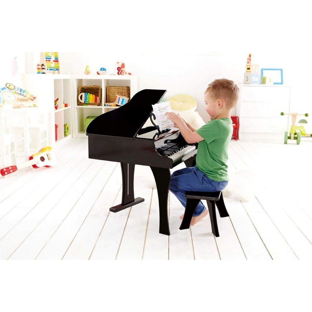HapeHappyGrandPiano_BlackElegantWoodenToyPianoforEarlyMusicalExploration6943478008892_framed - HUNA