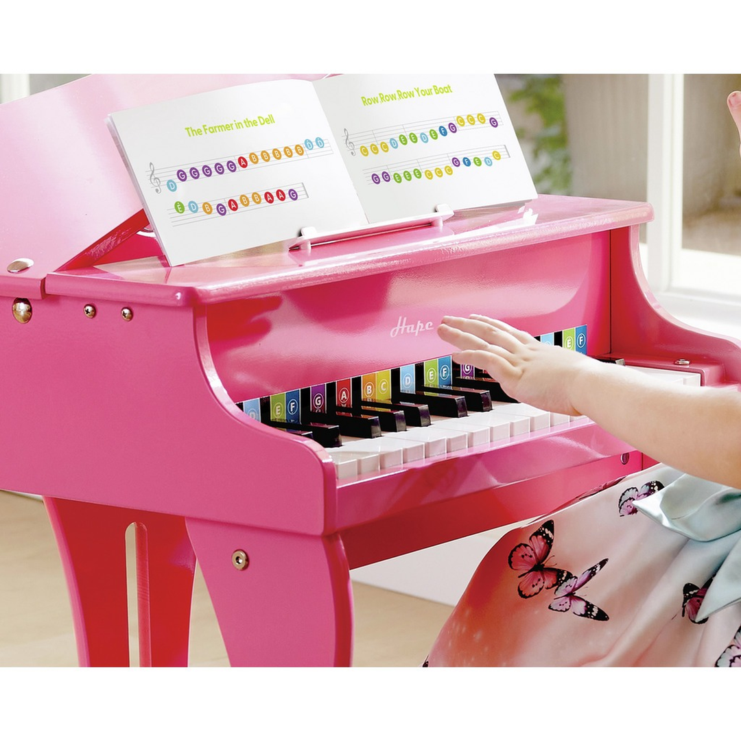 HapeHappyGrandPiano_PinkElegantWoodenToyPianoforEarlyMusicalExploration6943478008885_2_framed - HUNA