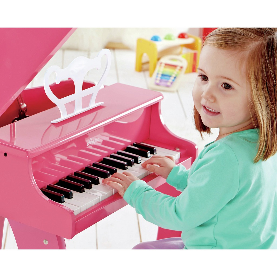 HapeHappyGrandPiano_PinkElegantWoodenToyPianoforEarlyMusicalExploration6943478008885_4_framed - HUNA