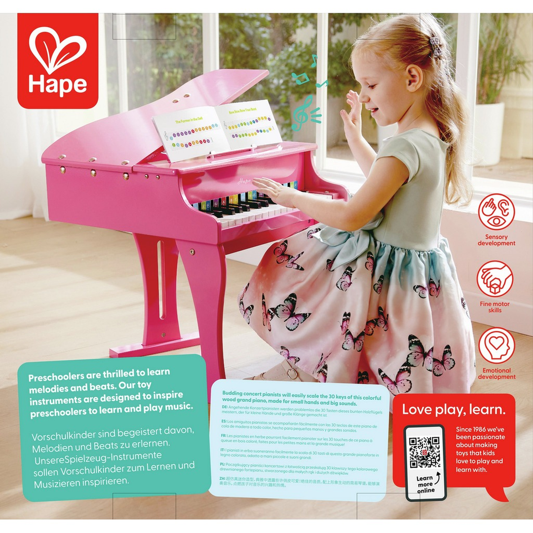 HapeHappyGrandPiano_PinkElegantWoodenToyPianoforEarlyMusicalExploration6943478008885_9_framed - HUNA