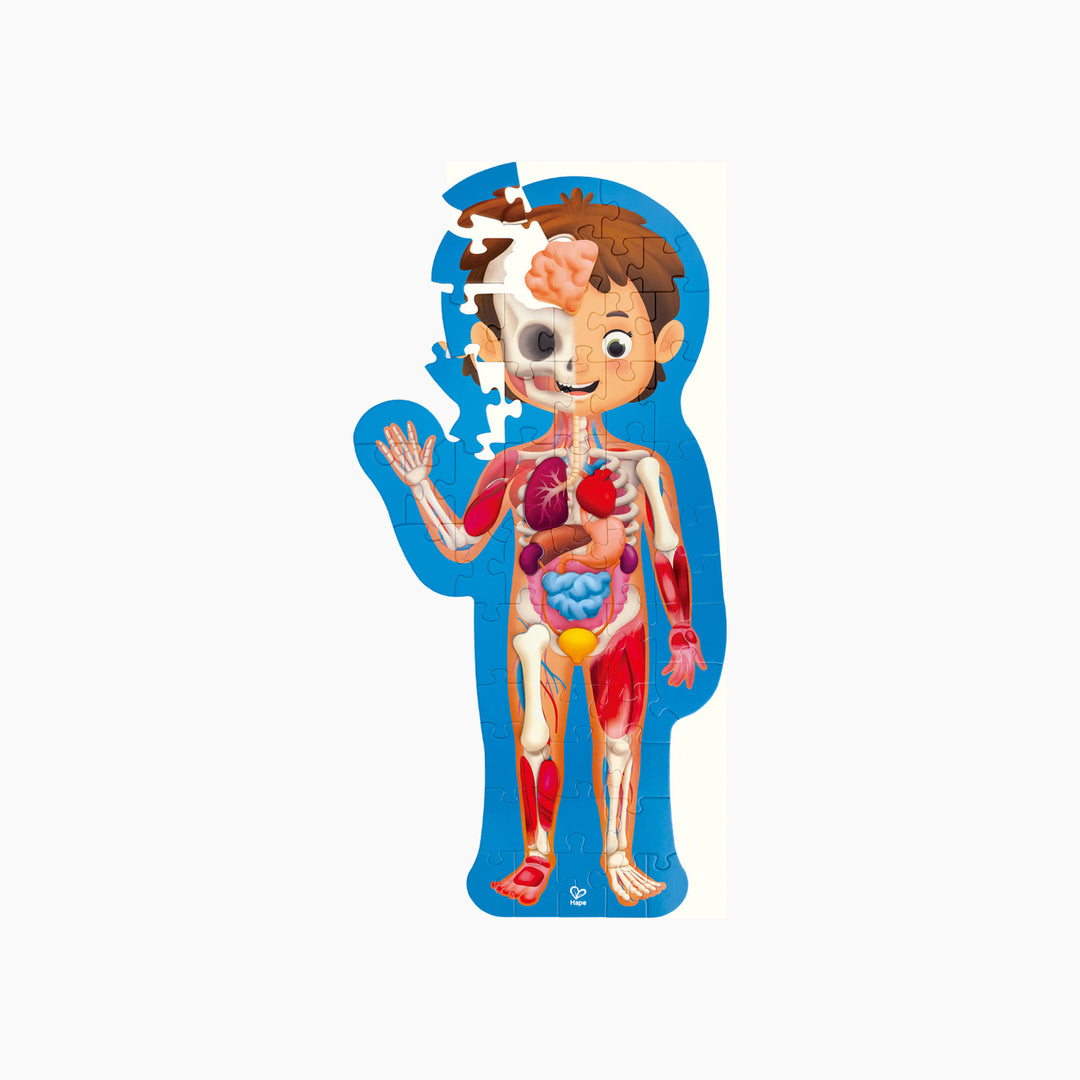 Hape Human Body Jigsaw Puzzle 60Pcs W/ 10 Pcs Wooden Body Parts
