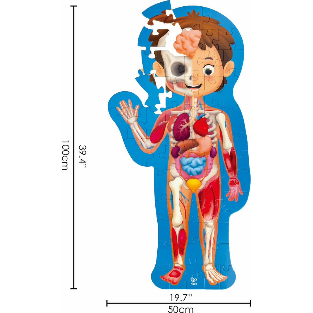 Hape Human Body Jigsaw Puzzle 60Pcs W/ 10 Pcs Wooden Body Parts