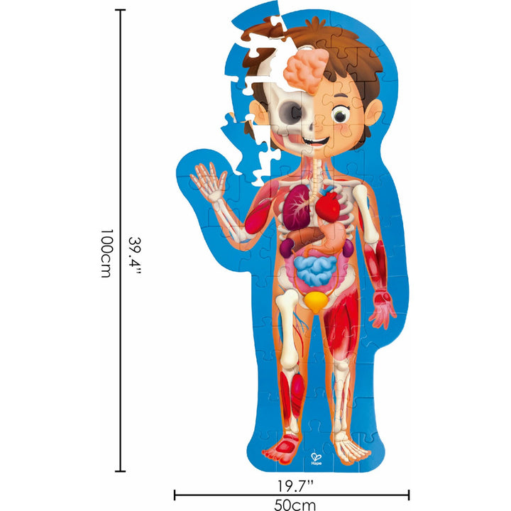 Hape Human Body Jigsaw Puzzle 60Pcs W/ 10 Pcs Wooden Body Parts