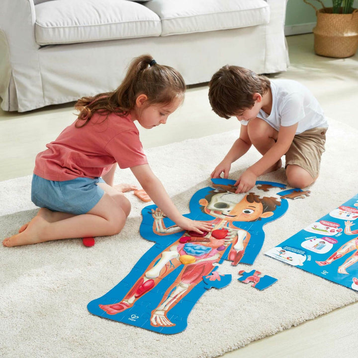 Hape Human Body Jigsaw Puzzle 60Pcs W/ 10 Pcs Wooden Body Parts