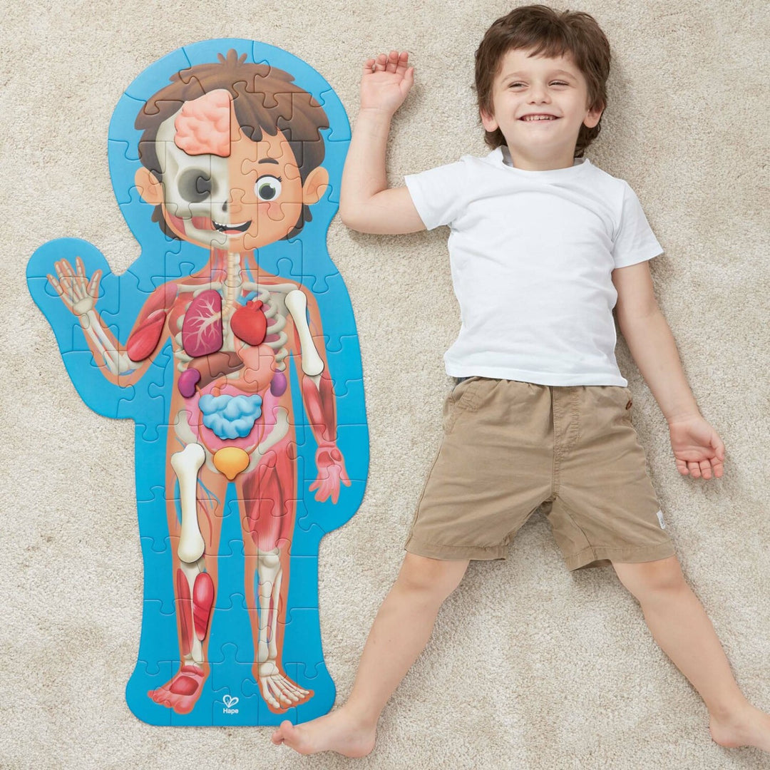 Hape Human Body Jigsaw Puzzle 60Pcs W/ 10 Pcs Wooden Body Parts