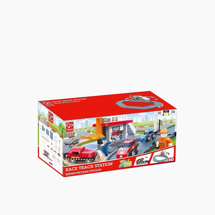Hape Race Track Railway Train Station With Accessories