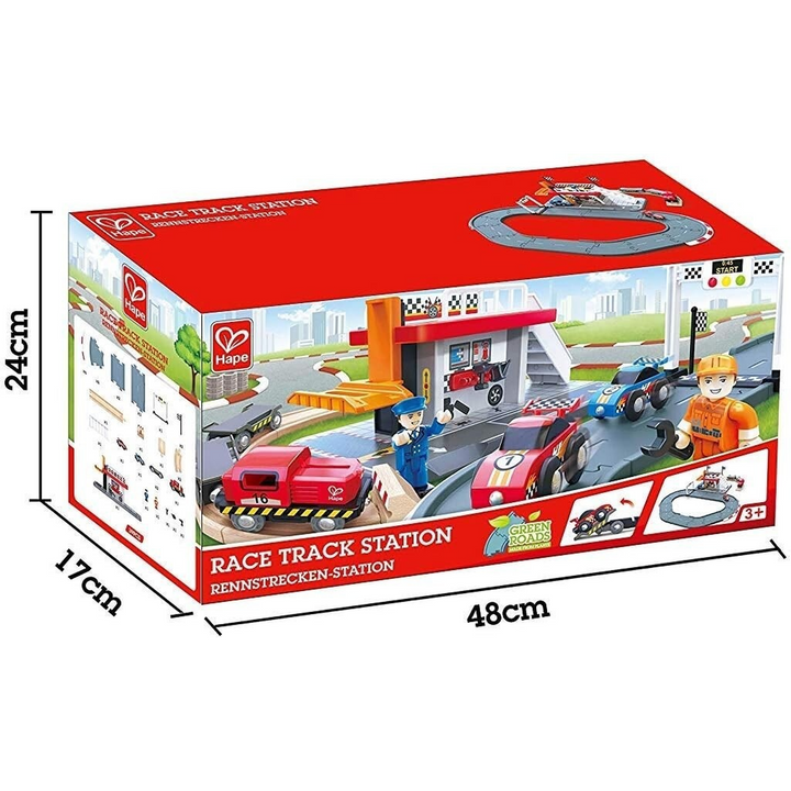 Hape Race Track Railway Train Station With Accessories