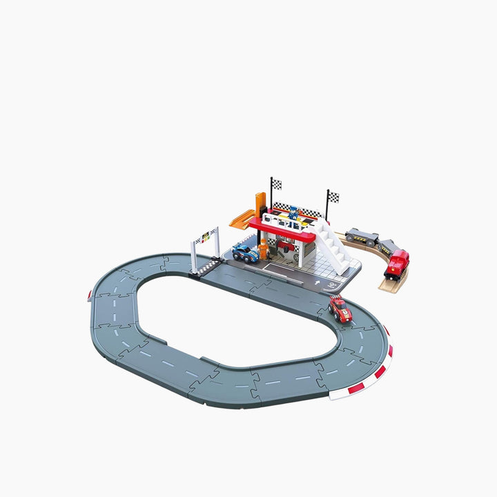 Hape Race Track Railway Train Station With Accessories