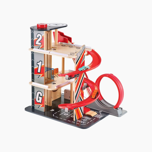 Hape Gearhead Stunt Garage Playset