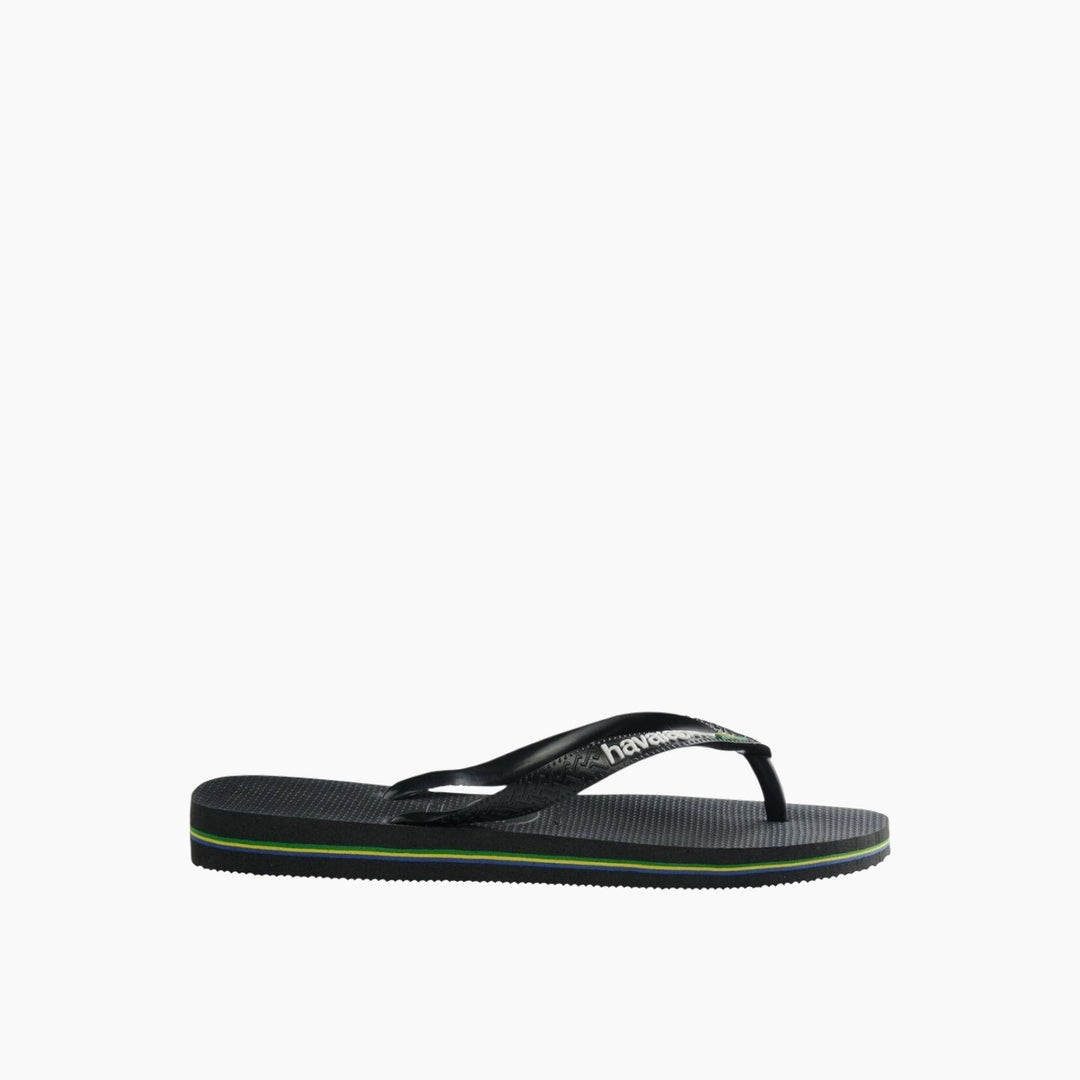 Havaianas Brasil Logo Flip Flops - Black/Black