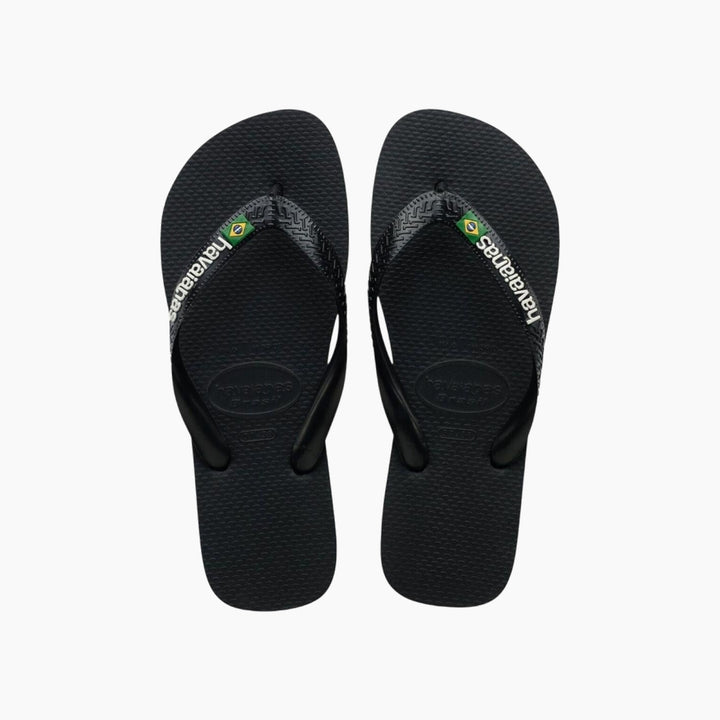 Havaianas Brasil Logo Flip Flops - Black/Black