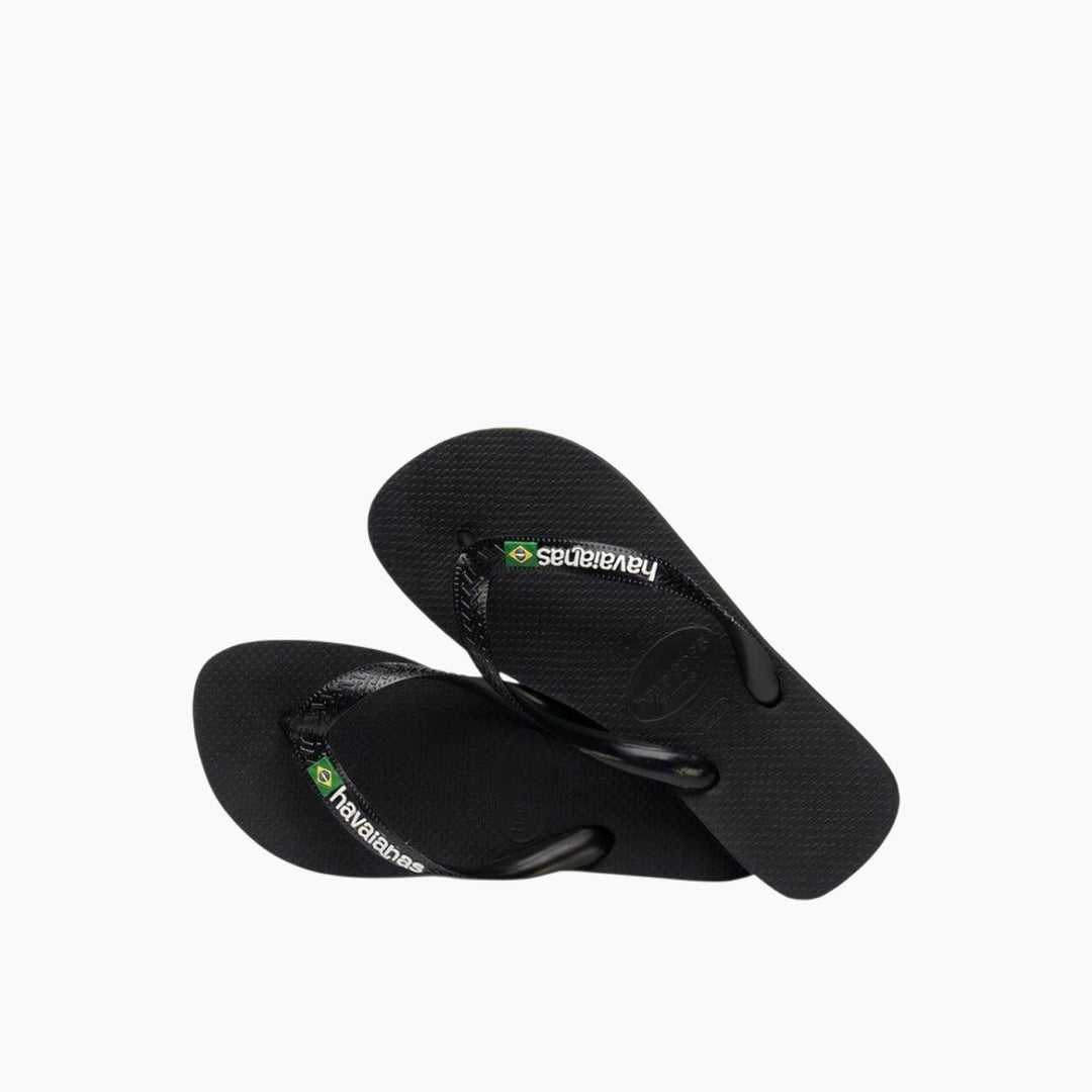 Havaianas Brasil Logo Flip Flops - Black/Black