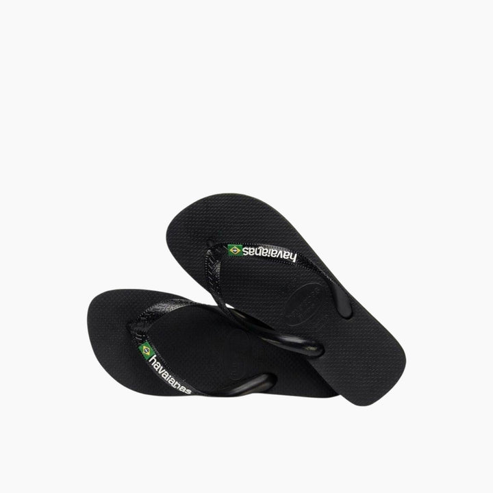 Havaianas Brasil Logo Flip Flops - Black/Black